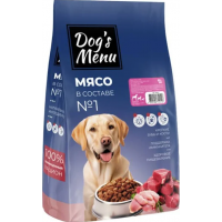 Dog`s Menu сухой корм для взрослых собак, три вида мяса